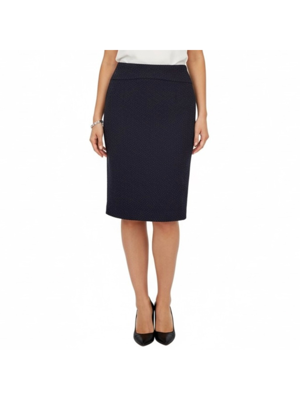 ANTHROPOLOGIE MOULINETTE SOEURS vêtements NAVY WOOL BLEND PENCIL SKIRT LINED 4